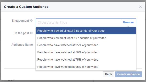 Captura de pantalla de audiencias de Facebook